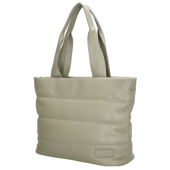 Shopper gesteppt 34x28cm in Mint aus Kunstleder - leder-accessoires.com
