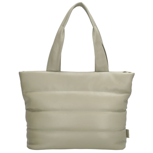 Shopper gesteppt 34x28cm in Mint aus Kunstleder - leder-accessoires.com