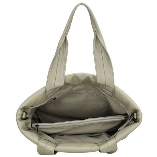 Shopper gesteppt 34x28cm in Mint aus Kunstleder - leder-accessoires.com