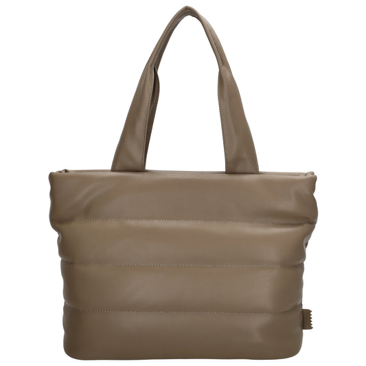 Shopper gesteppt 34x28cm in Taupe aus Kunstleder - leder-accessoires.com