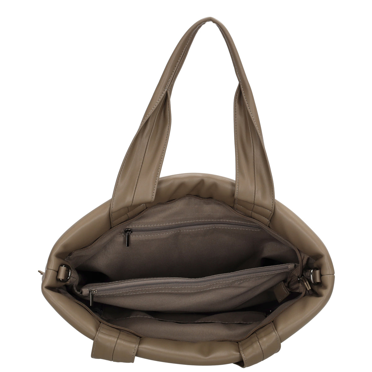 Shopper gesteppt 34x28cm in Taupe aus Kunstleder - leder-accessoires.com
