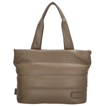 Shopper gesteppt 34x28cm in Taupe aus Kunstleder - leder-accessoires.com
