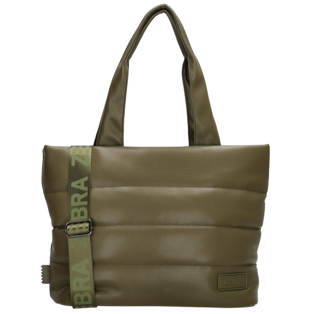 Shopper gesteppt 34x28cm in Olivgrün aus Kunstleder - leder-accessoires.com