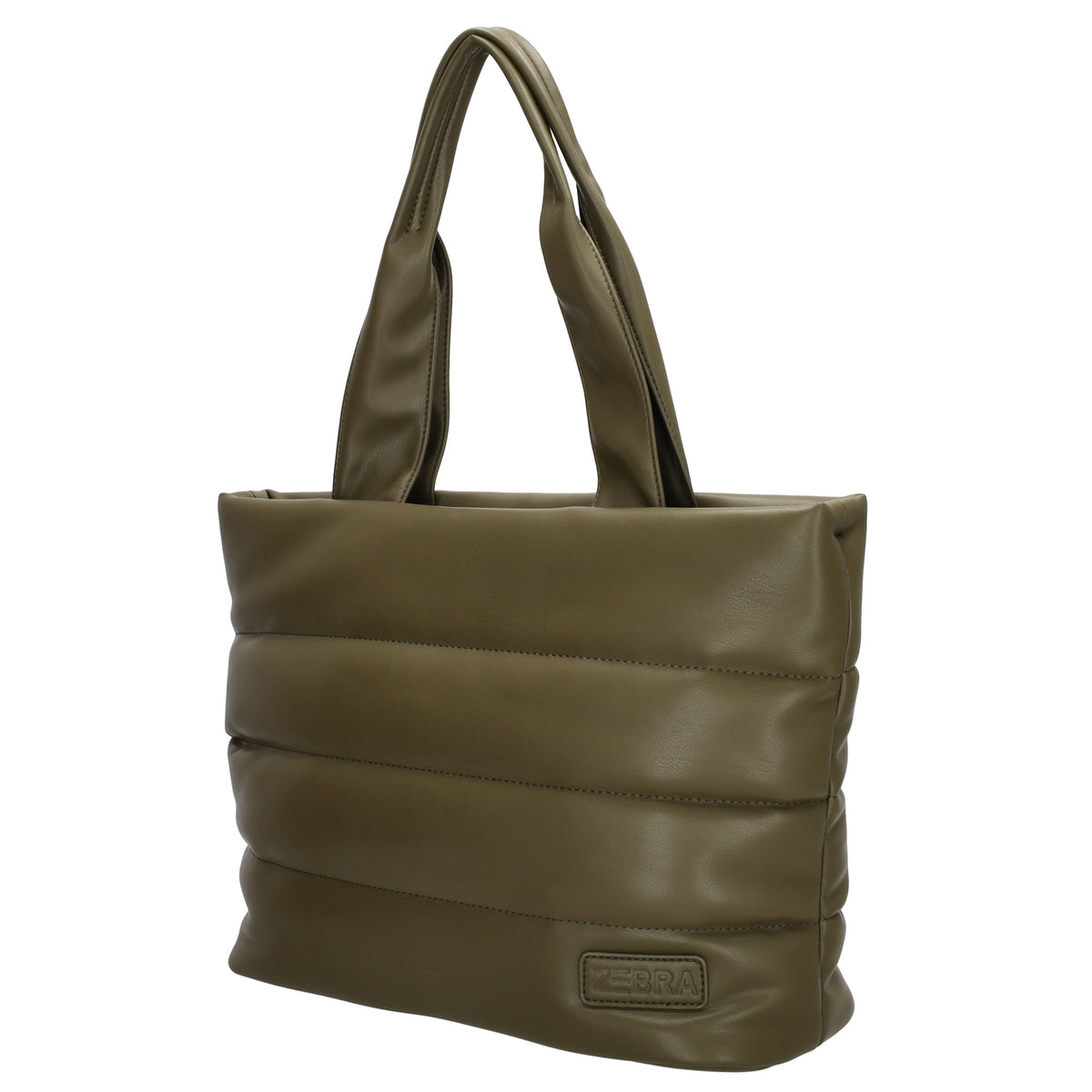 Shopper gesteppt 34x28cm in Olivgrün aus Kunstleder - leder-accessoires.com
