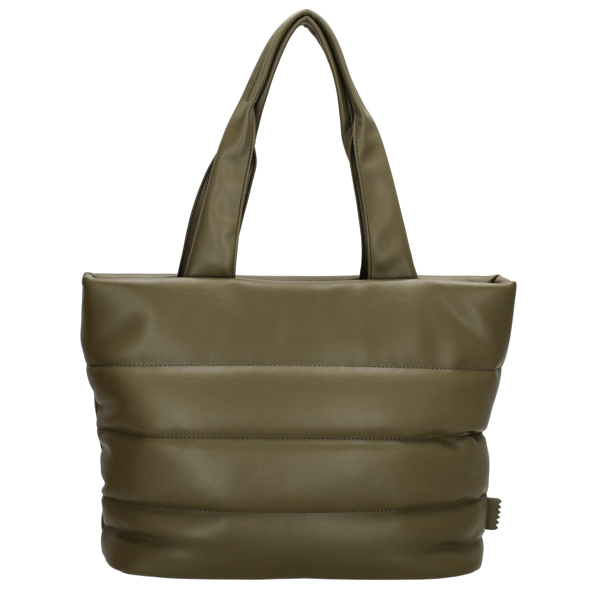 Shopper gesteppt 34x28cm in Olivgrün aus Kunstleder - leder-accessoires.com