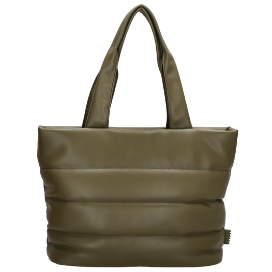 Shopper gesteppt 34x28cm in Olivgrün aus Kunstleder - leder-accessoires.com