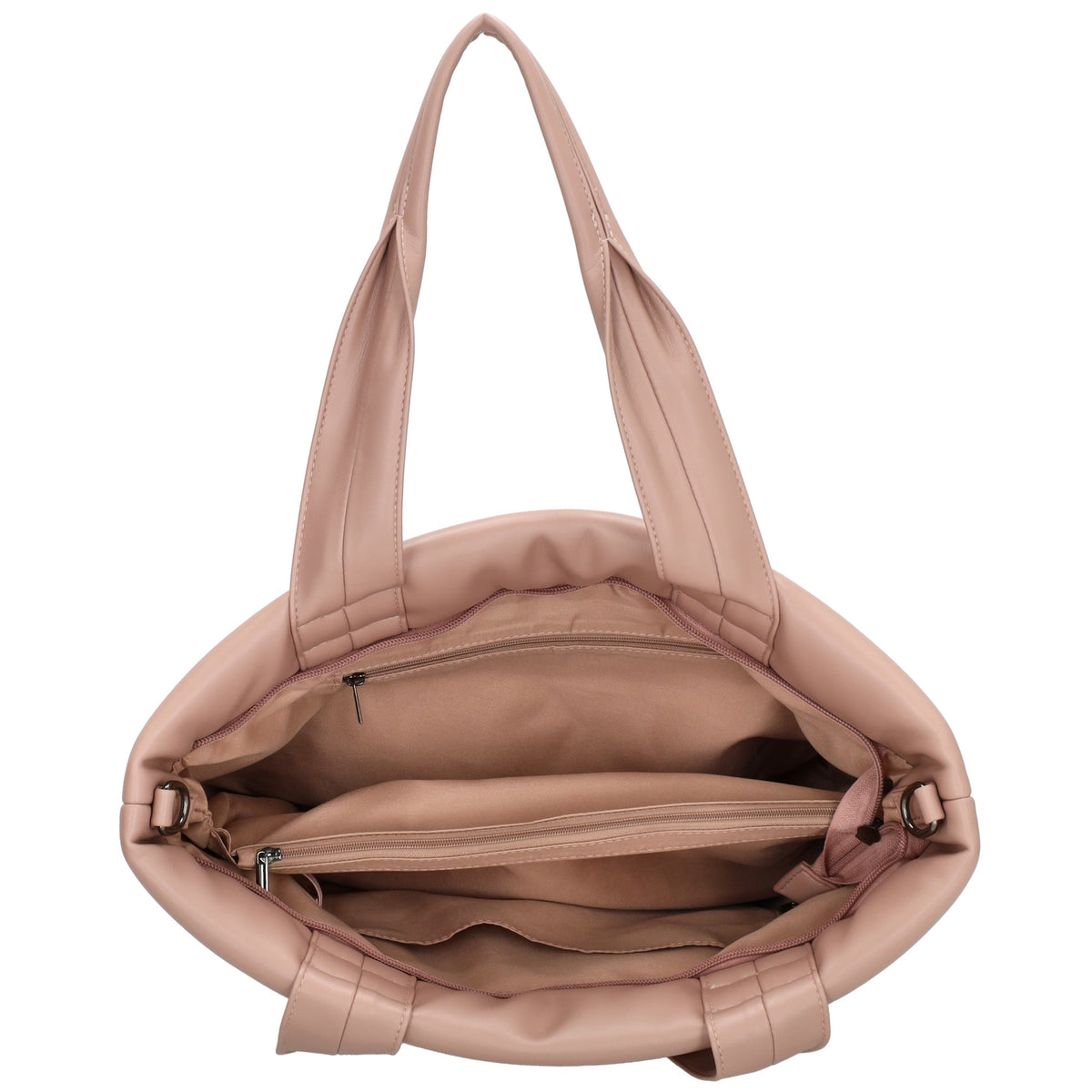 Shopper gesteppt 34x28cm in Altrosa aus Kunstleder - leder-accessoires.com