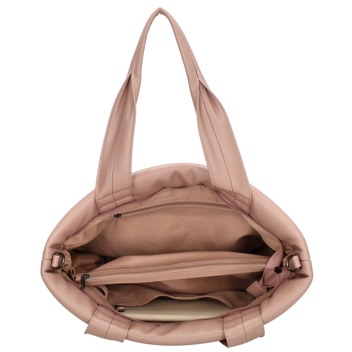Shopper gesteppt 34x28cm in Altrosa aus Kunstleder - leder-accessoires.com