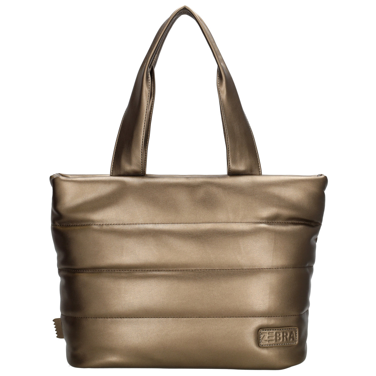 Shopper gesteppt 34x28cm in Bronze aus Kunstleder - leder-accessoires.com
