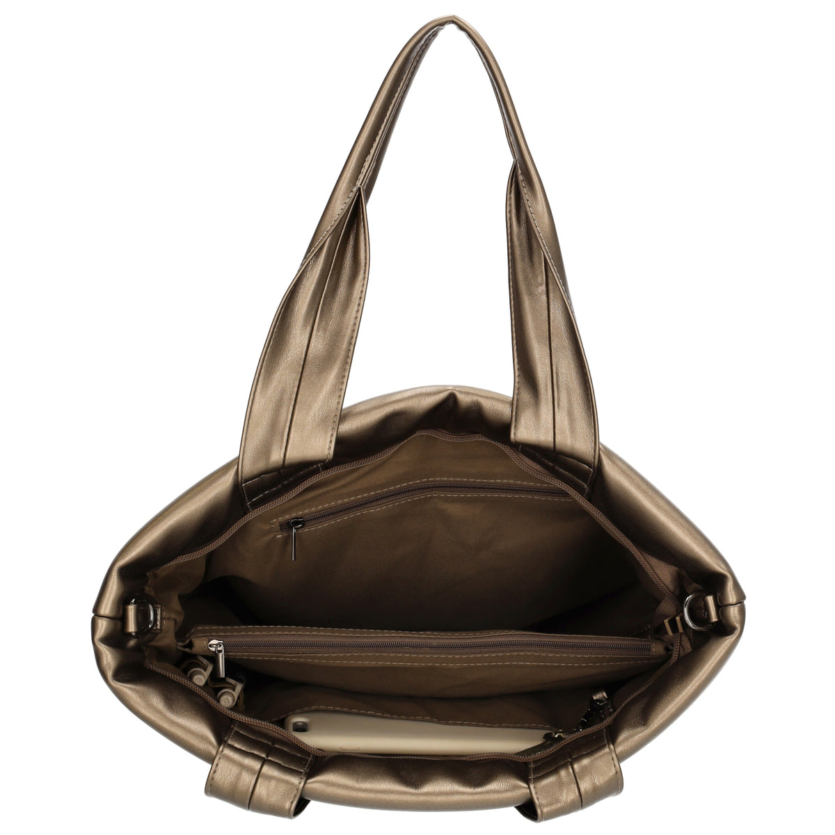 Shopper gesteppt 34x28cm in Bronze aus Kunstleder - leder-accessoires.com