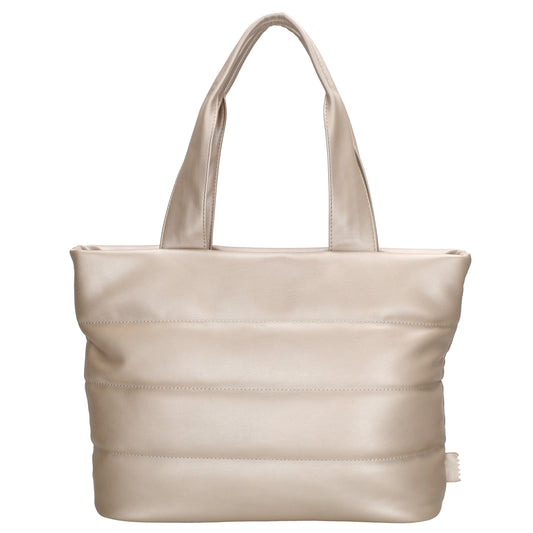 Shopper gesteppt 34x28cm in Champagner aus Kunstleder - leder-accessoires.com