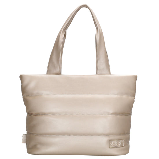 Shopper gesteppt 34x28cm in Champagner aus Kunstleder - leder-accessoires.com