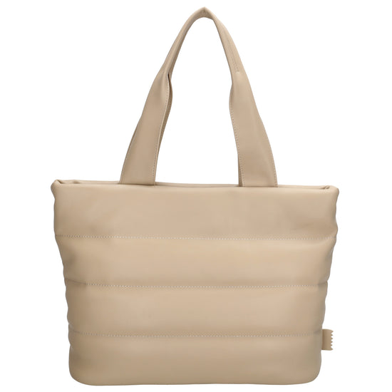 Shopper gesteppt 34x28cm in Beige aus Kunstleder - leder-accessoires.com