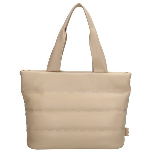 Shopper gesteppt 34x28cm in Beige aus Kunstleder - leder-accessoires.com