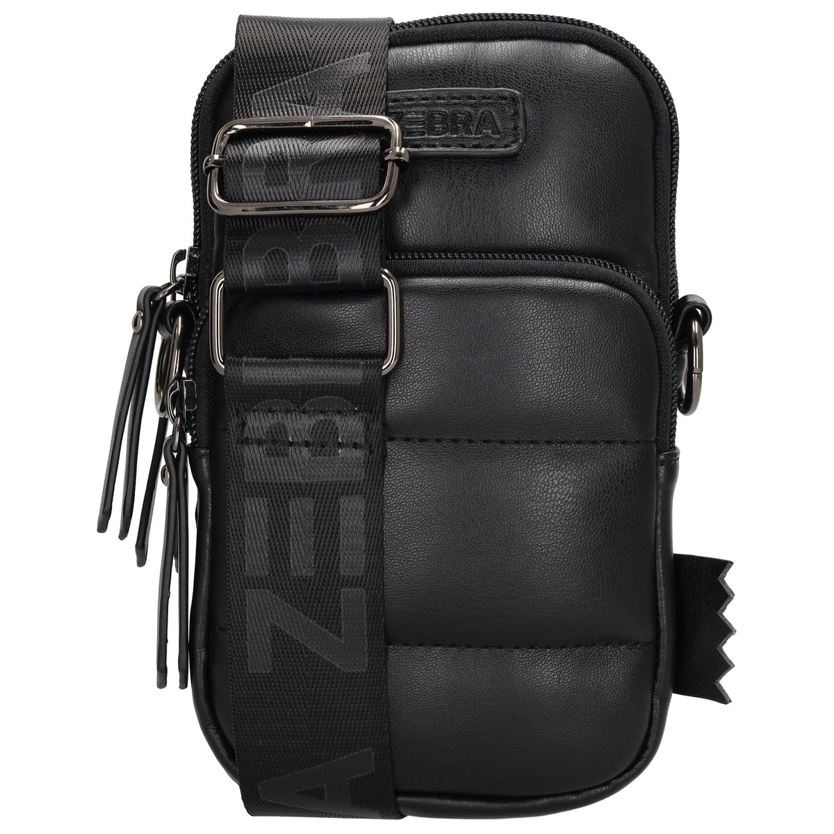 Handytasche | Minibag gesteppt 13x19cm in Schwarz mit Reißverschluss und Vortasche - leder-accessoires.com