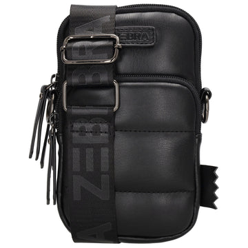 Handytasche | Minibag gesteppt 13x19cm in Schwarz mit Reißverschluss und Vortasche - leder-accessoires.com
