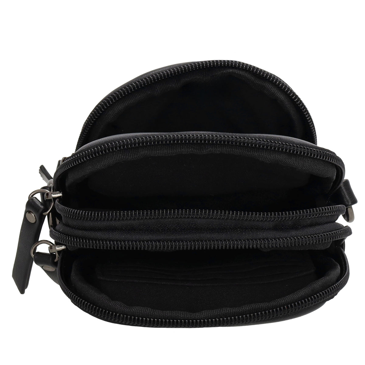 Handytasche | Minibag gesteppt 13x19cm in Schwarz mit Reißverschluss und Vortasche - leder-accessoires.com