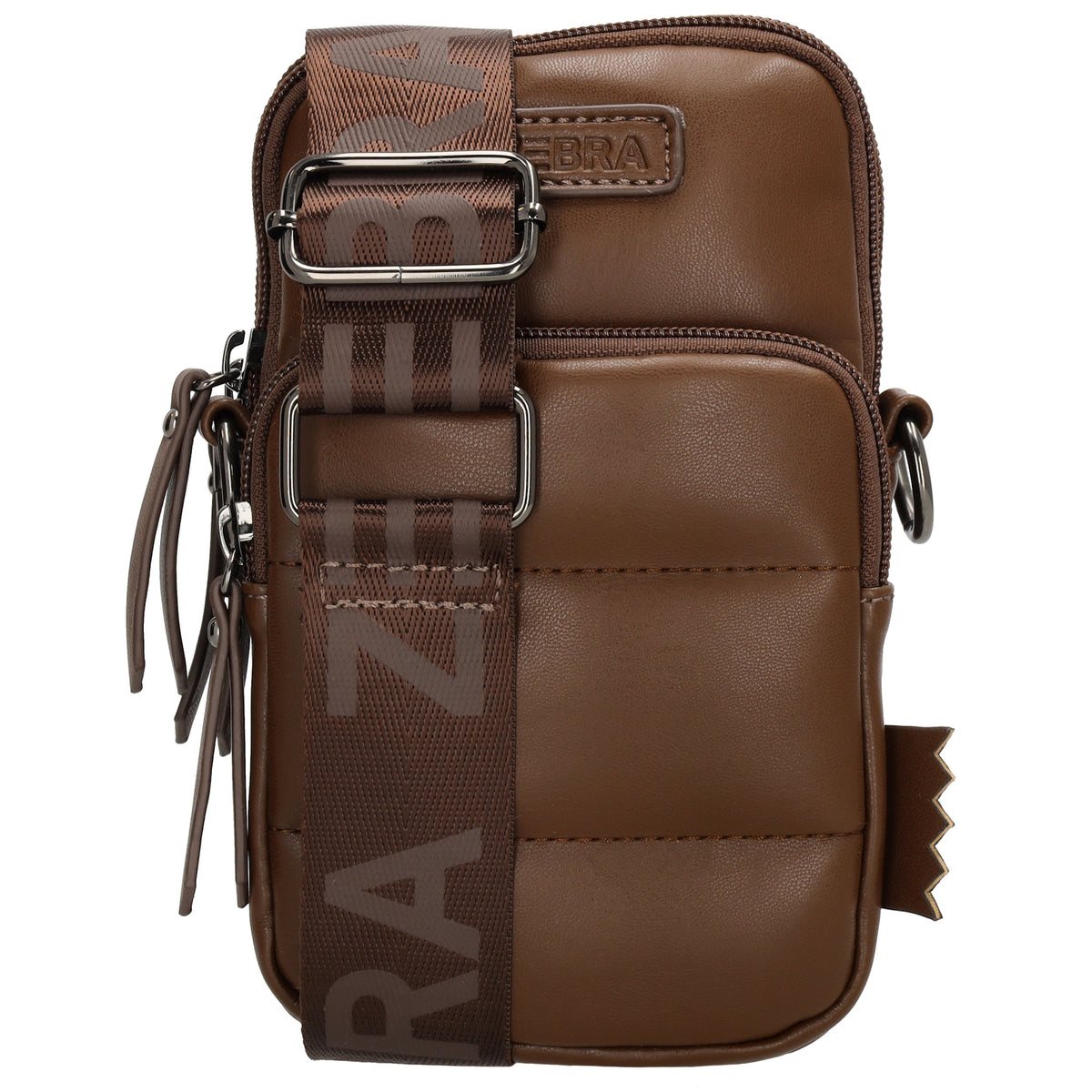 Handytasche | Minibag gesteppt 13x19cm in Braun mit Reißverschluss und Vortasche - leder-accessoires.com
