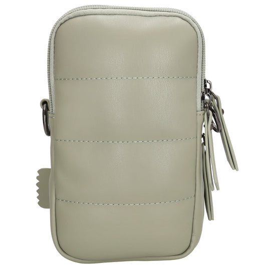 Handytasche | Minibag gesteppt 13x19cm in Mint mit Reißverschluss und Vortasche - leder-accessoires.com
