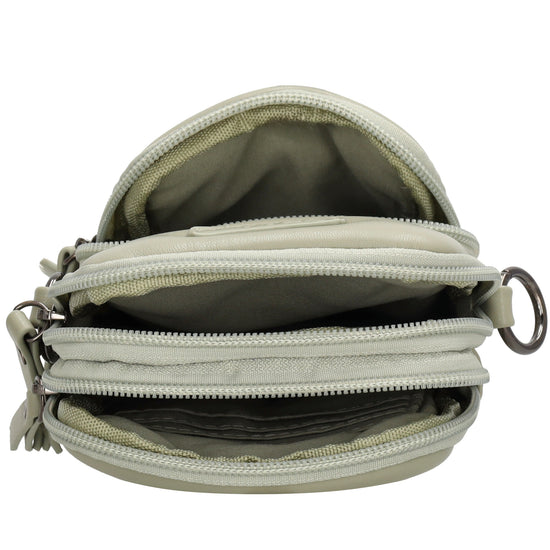 Handytasche | Minibag gesteppt 13x19cm in Mint mit Reißverschluss und Vortasche - leder-accessoires.com