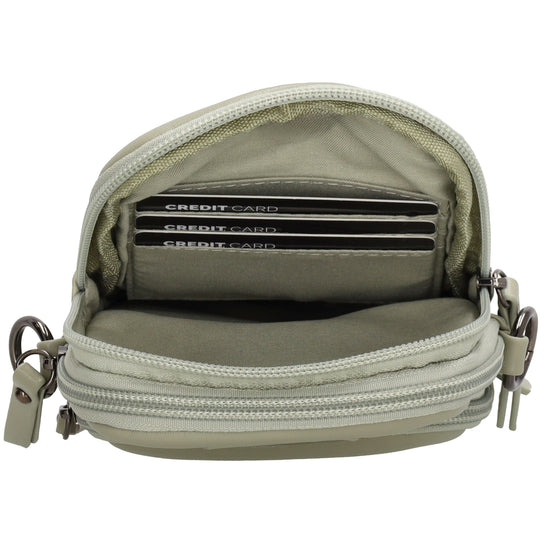 Handytasche | Minibag gesteppt 13x19cm in Mint mit Reißverschluss und Vortasche - leder-accessoires.com