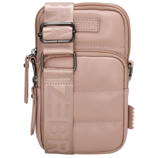 Handytasche | Minibag gesteppt 13x19cm in Altrosa mit Reißverschluss und Vortasche - leder-accessoires.com