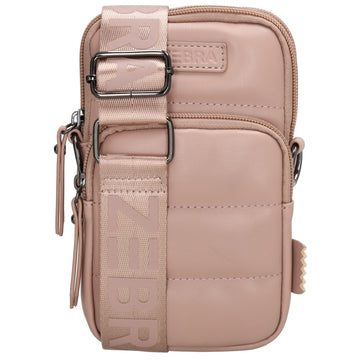 Handytasche | Minibag gesteppt 13x19cm in Altrosa mit Reißverschluss und Vortasche - leder-accessoires.com