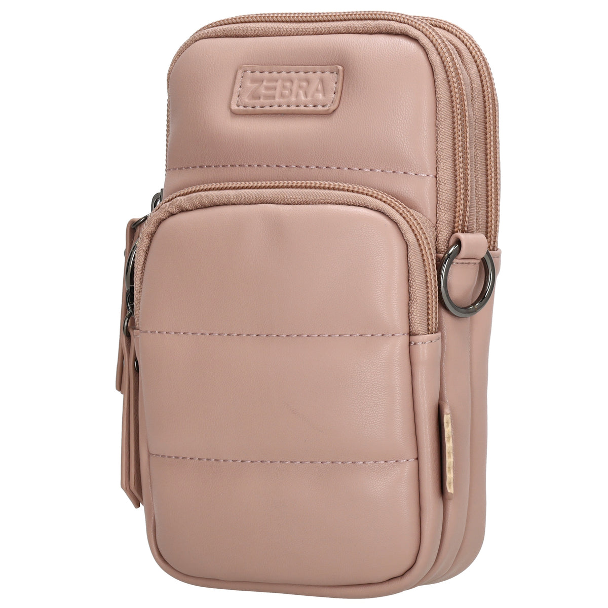 Handytasche | Minibag gesteppt 13x19cm in Altrosa mit Reißverschluss und Vortasche - leder-accessoires.com