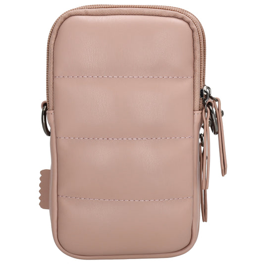Handytasche | Minibag gesteppt 13x19cm in Altrosa mit Reißverschluss und Vortasche - leder-accessoires.com
