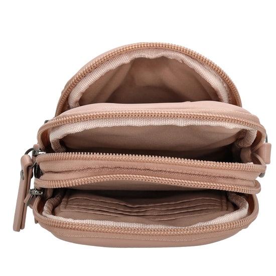 Handytasche | Minibag gesteppt 13x19cm in Altrosa mit Reißverschluss und Vortasche - leder-accessoires.com