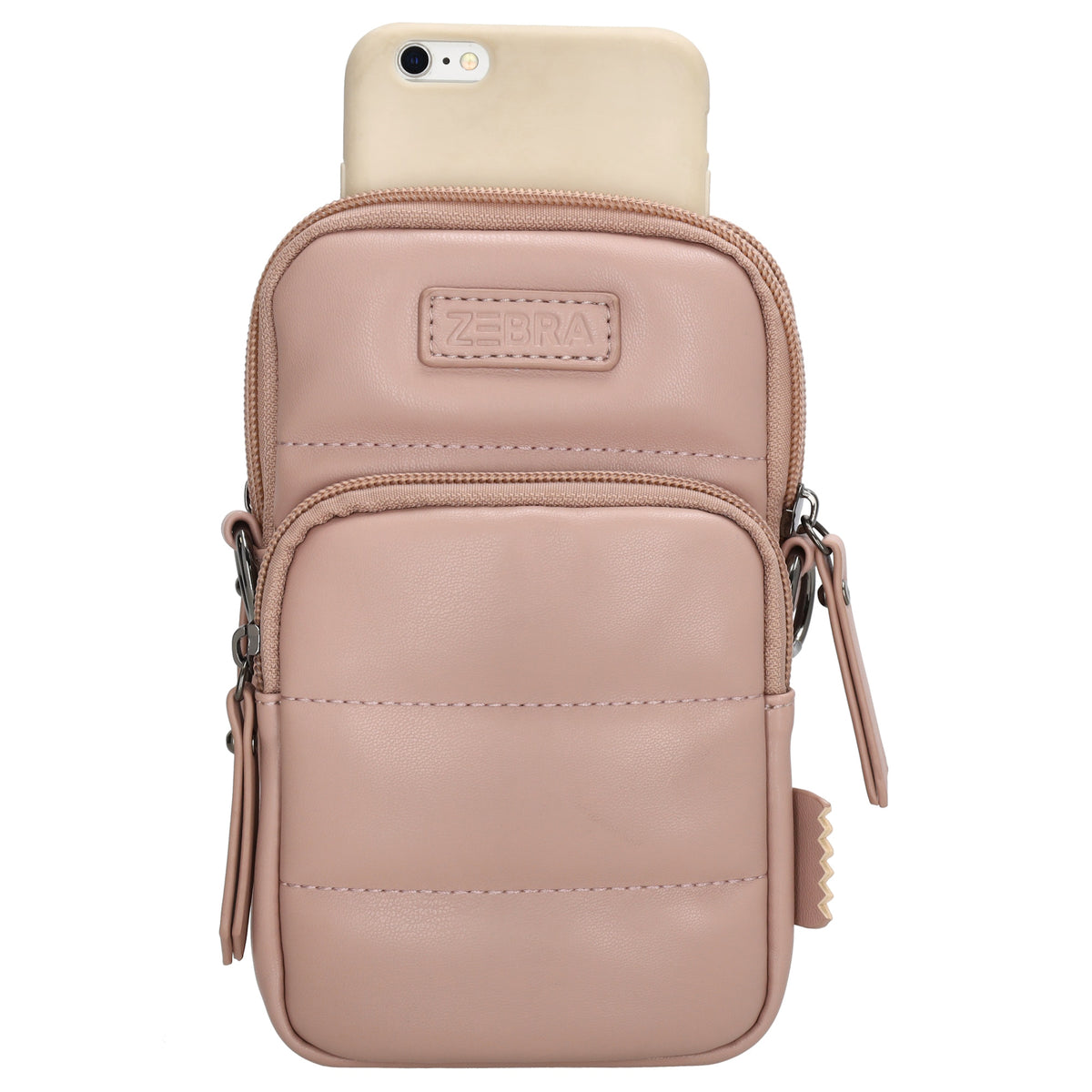 Handytasche | Minibag gesteppt 13x19cm in Altrosa mit Reißverschluss und Vortasche - leder-accessoires.com