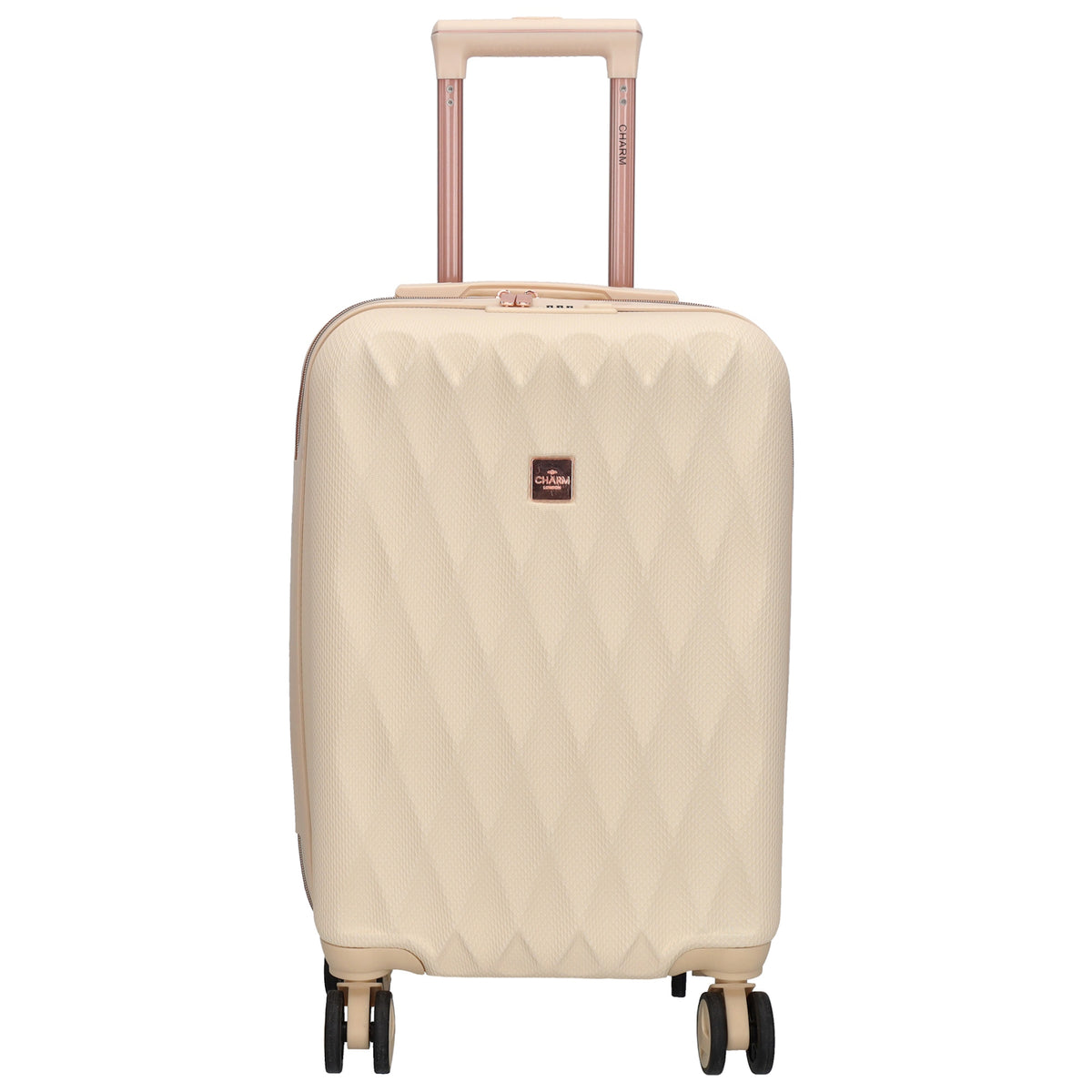 Reisetrolley|Hartschalenkoffer 55cm in Creme|Rose mit 4-Rad - leder-accessoires.com
