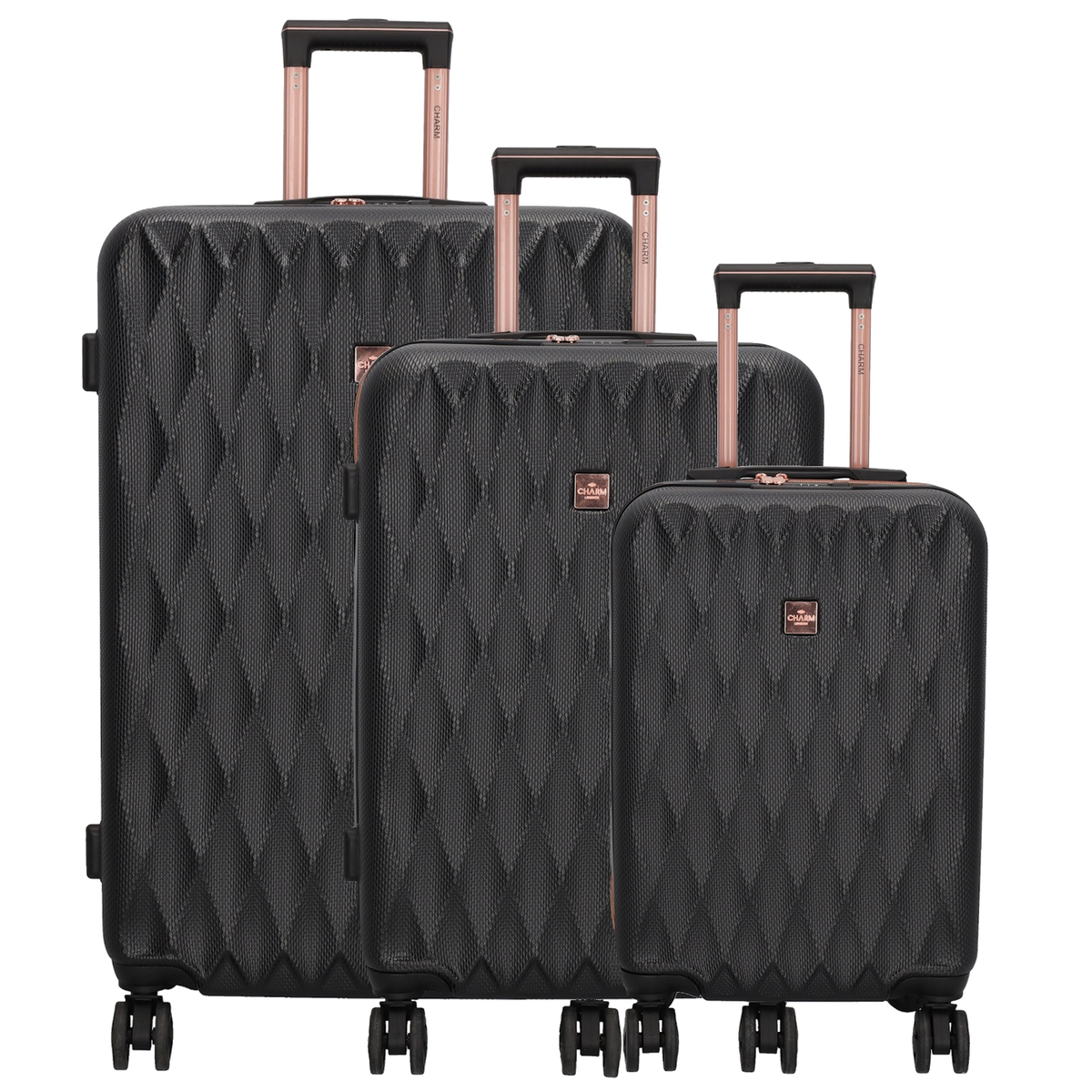Hartschalen Kofferset in Schwarz 3-teilig aus ABS mit TSA-Schloss - leder-accessoires.com