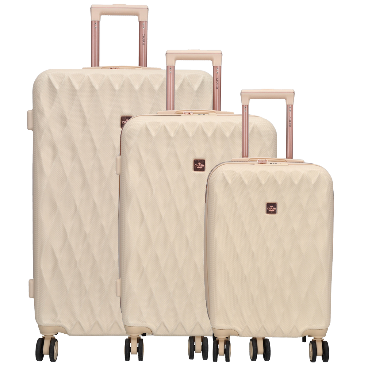 Hartschalen Kofferset in Beige 3-teilig aus ABS mit TSA-Schloss - leder-accessoires.com