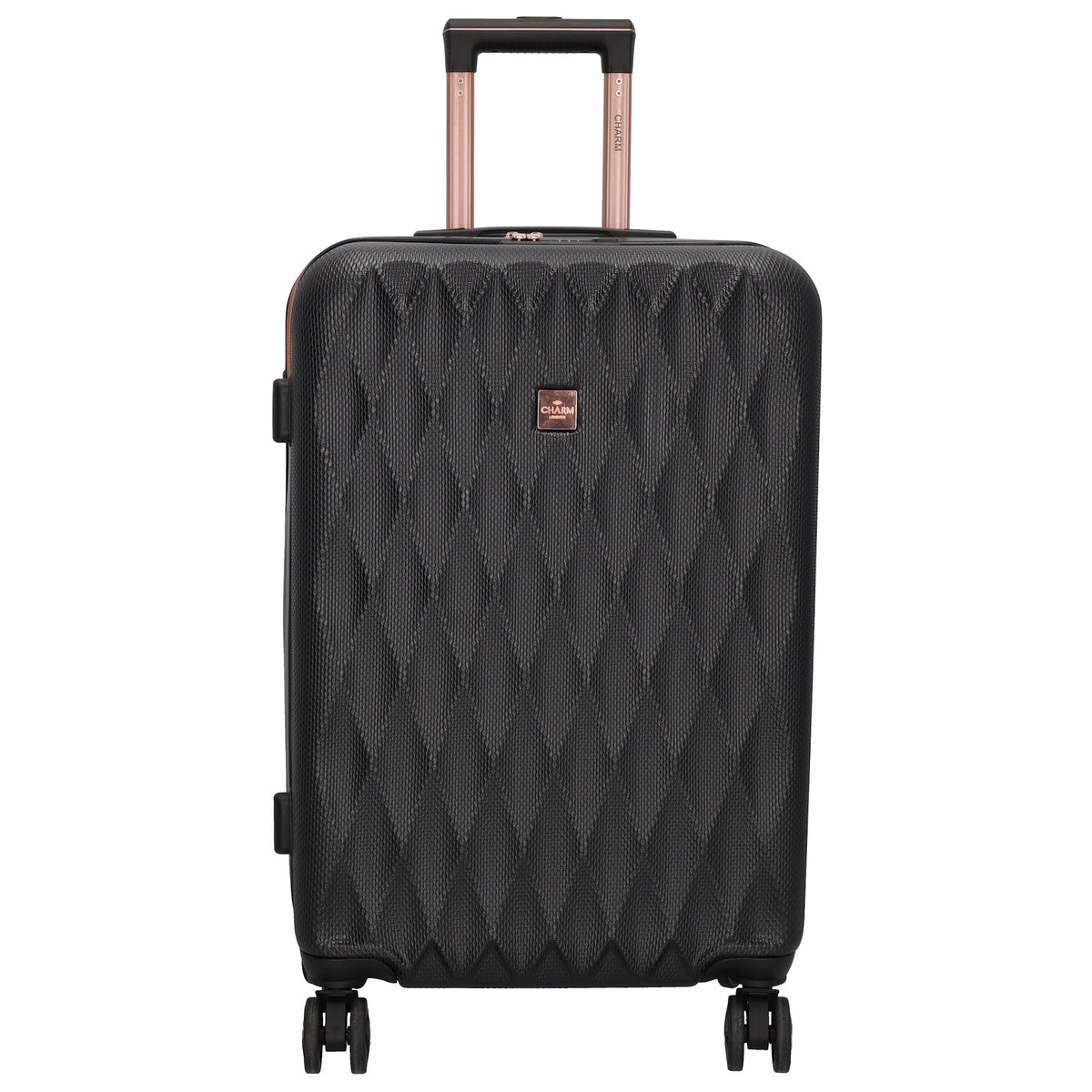 Reisetrolley|Hartschalenkoffer 66cm in Schwarz|Rose mit 4-Rad - leder-accessoires.com