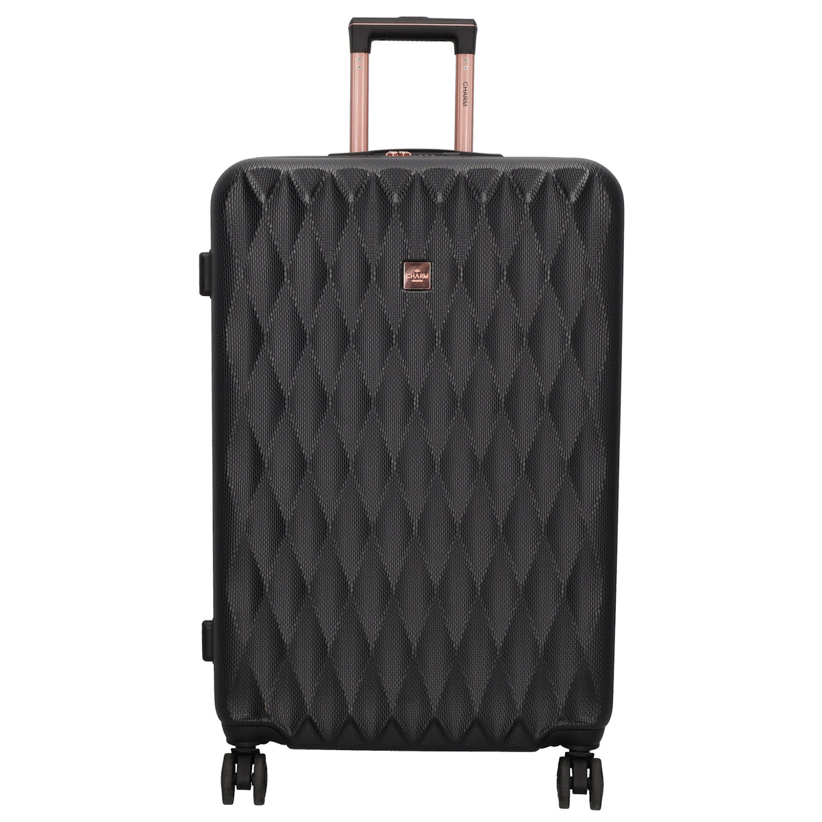 Reisetrolley|Hartschalenkoffer 75cm in Schwarz|Rose mit 4-Rad - leder-accessoires.com