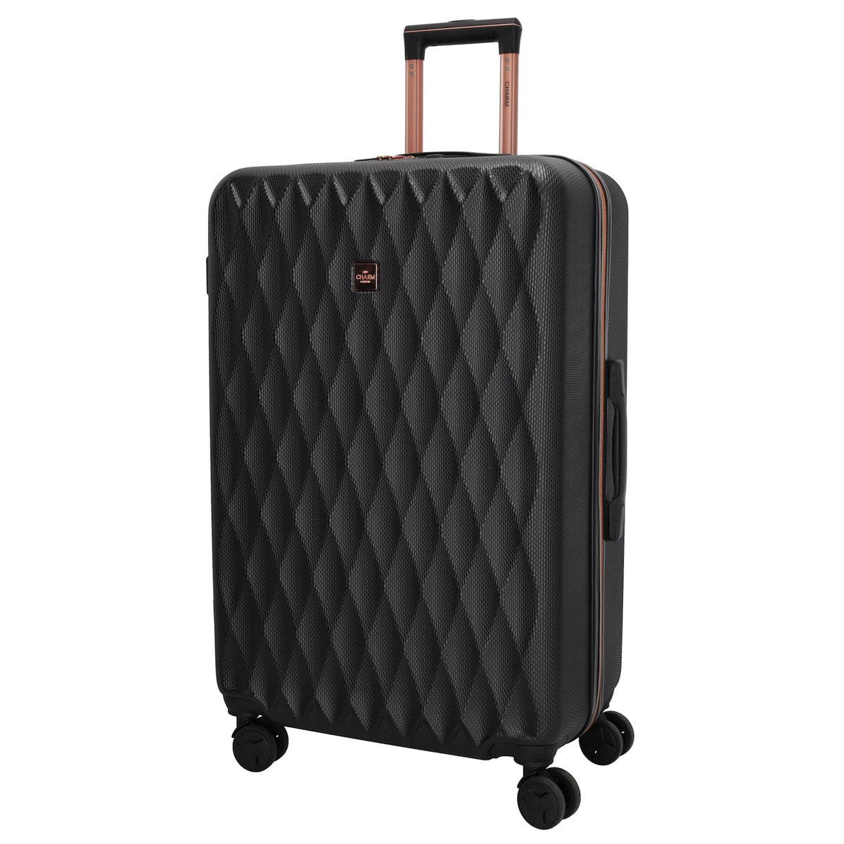Reisetrolley|Hartschalenkoffer 75cm in Schwarz|Rose mit 4-Rad - leder-accessoires.com