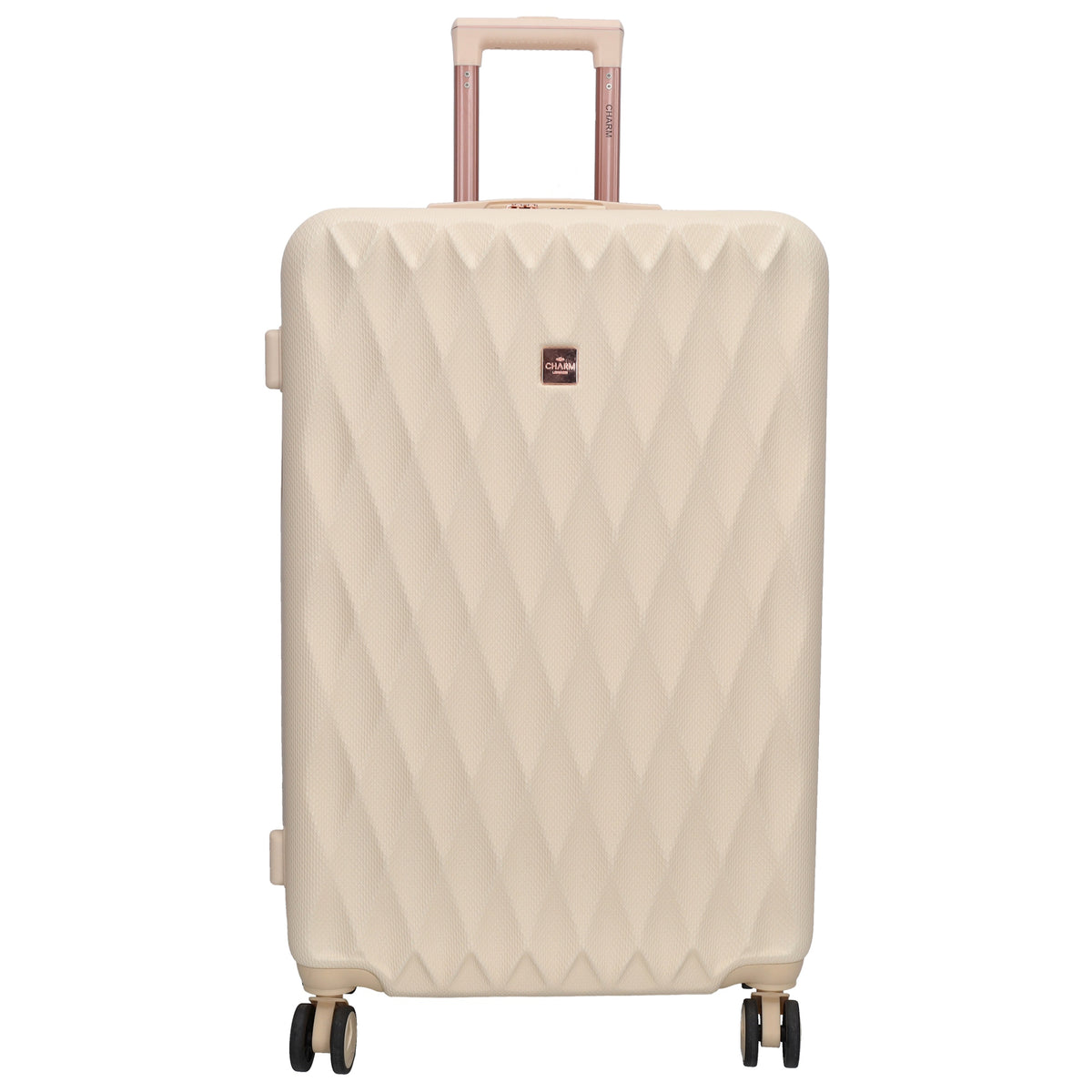 Reisetrolley|Hartschalenkoffer 75cm in Creme|Rose mit 4-Rad - leder-accessoires.com
