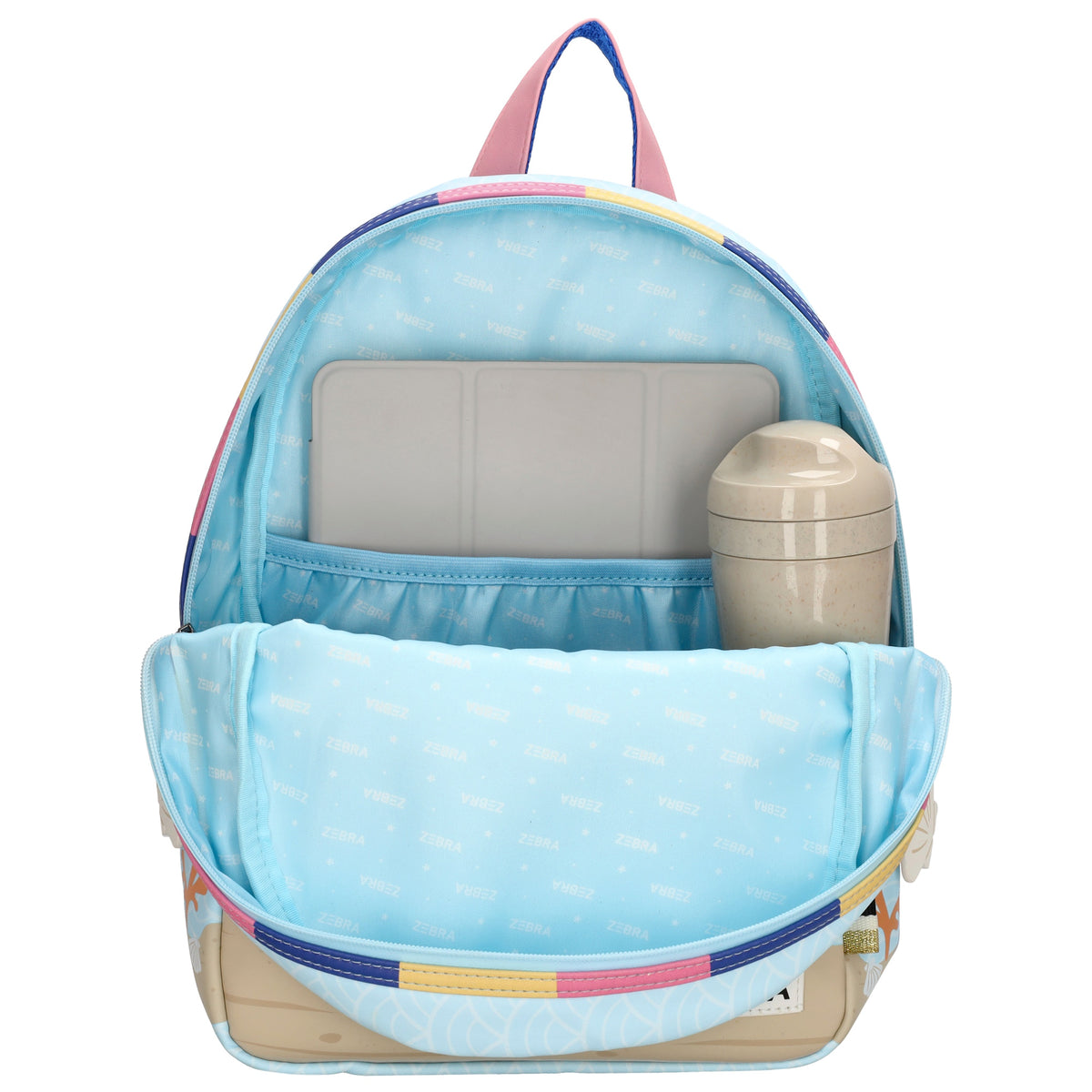 Kinderrucksack 25x35cm mit Meermotiv-Muster in Blau - leder-accessoires.com