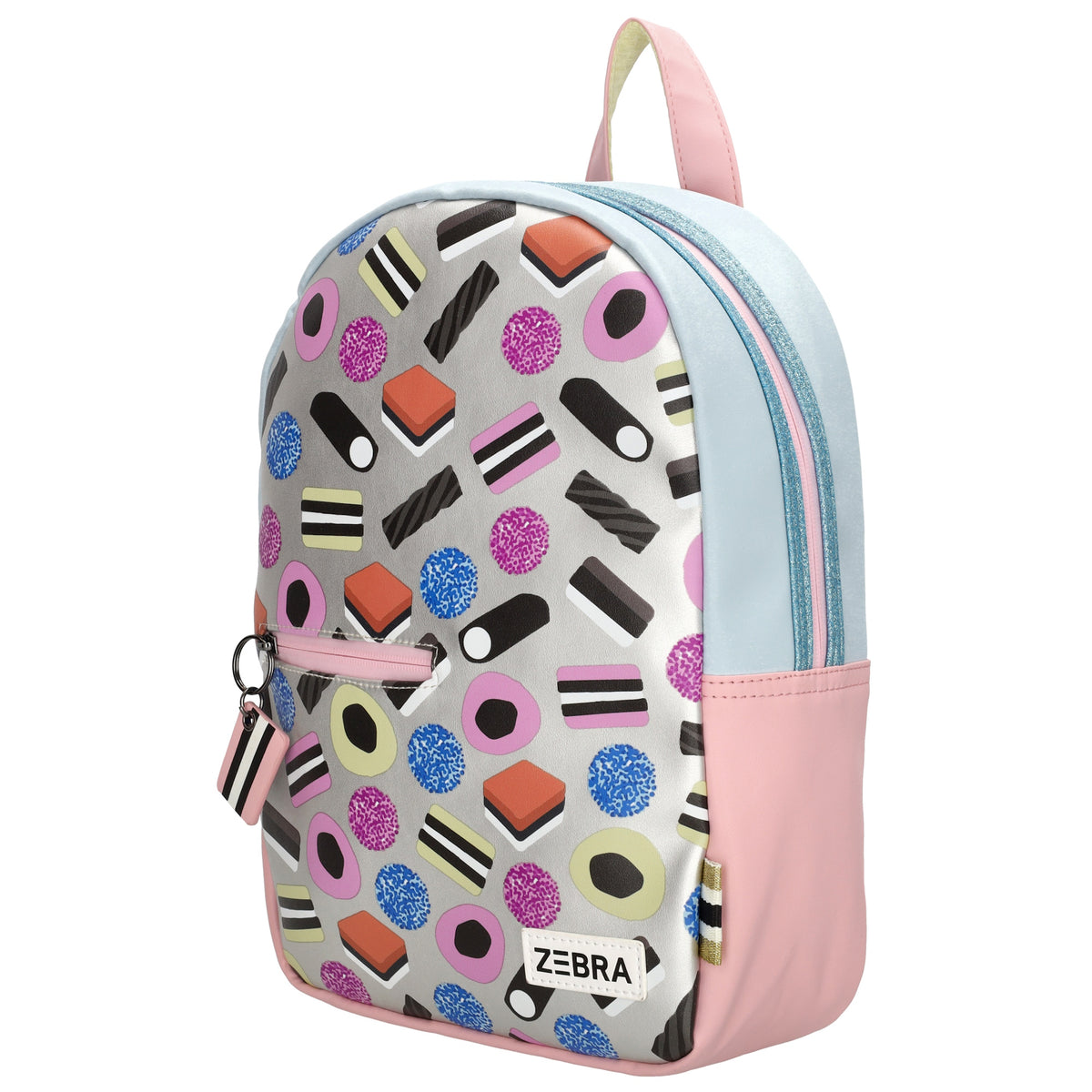 Kinderrucksack 25x35cm mit Candymotiv-Muster in Weiß - leder-accessoires.com