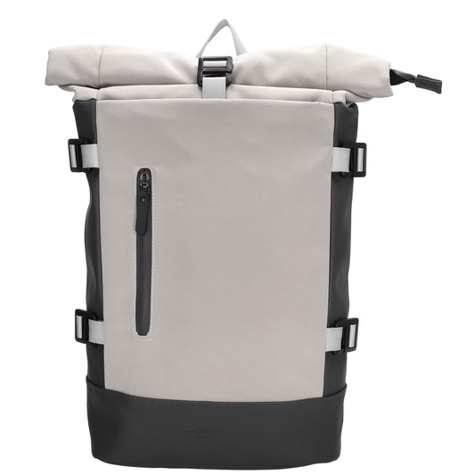 Rolltop-Rucksack 24x59cm in Grau mit Reißverschluss und Reißverschlussfach - leder-accessoires.com