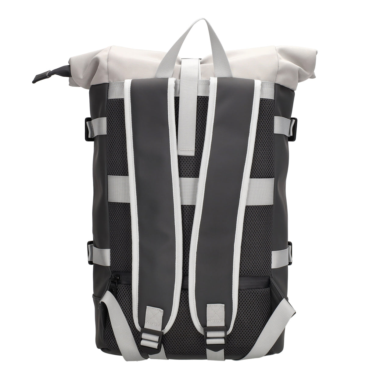 Rolltop-Rucksack 24x59cm in Grau mit Reißverschluss und Reißverschlussfach - leder-accessoires.com