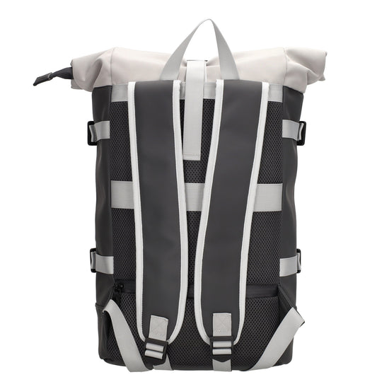 Rolltop-Rucksack 24x59cm in Grau mit Reißverschluss und Reißverschlussfach - leder-accessoires.com