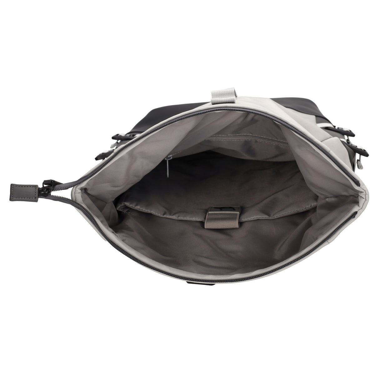 Rolltop-Rucksack 24x59cm in Grau mit Reißverschluss und Reißverschlussfach - leder-accessoires.com