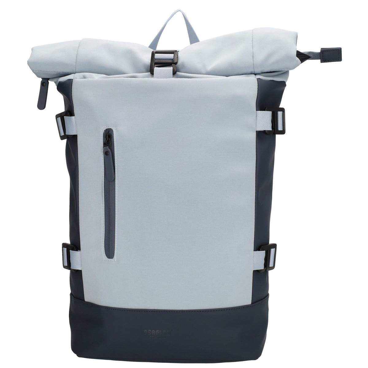 Rolltop-Rucksack 24x59cm in Hellblau mit Reißverschluss und Reißverschlussfach - leder-accessoires.com