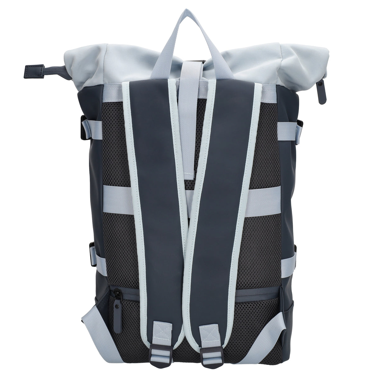 Rolltop-Rucksack 24x59cm in Hellblau mit Reißverschluss und Reißverschlussfach - leder-accessoires.com
