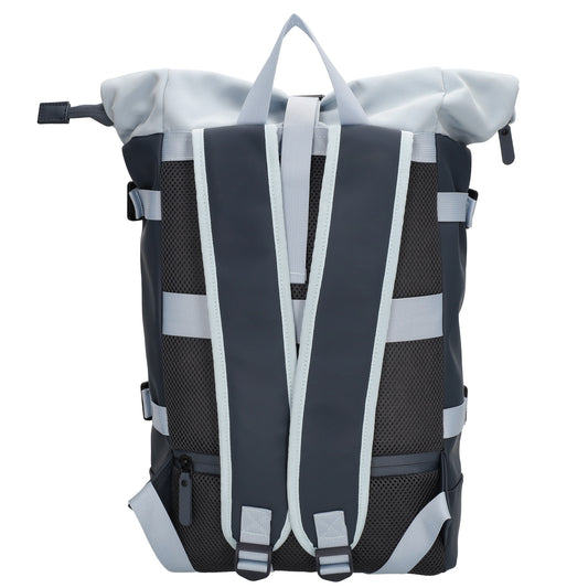 Rolltop-Rucksack 24x59cm in Hellblau mit Reißverschluss und Reißverschlussfach - leder-accessoires.com