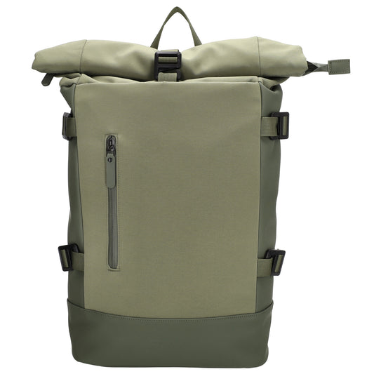 Rolltop-Rucksack 24x59cm in Grün mit Reißverschluss und Reißverschlussfach - leder-accessoires.com