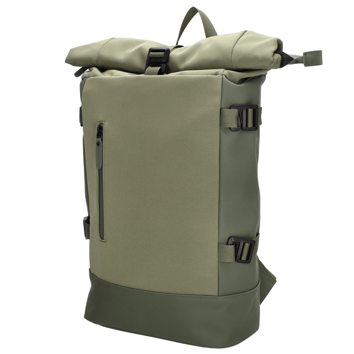 Rolltop-Rucksack 24x59cm in Grün mit Reißverschluss und Reißverschlussfach - leder-accessoires.com