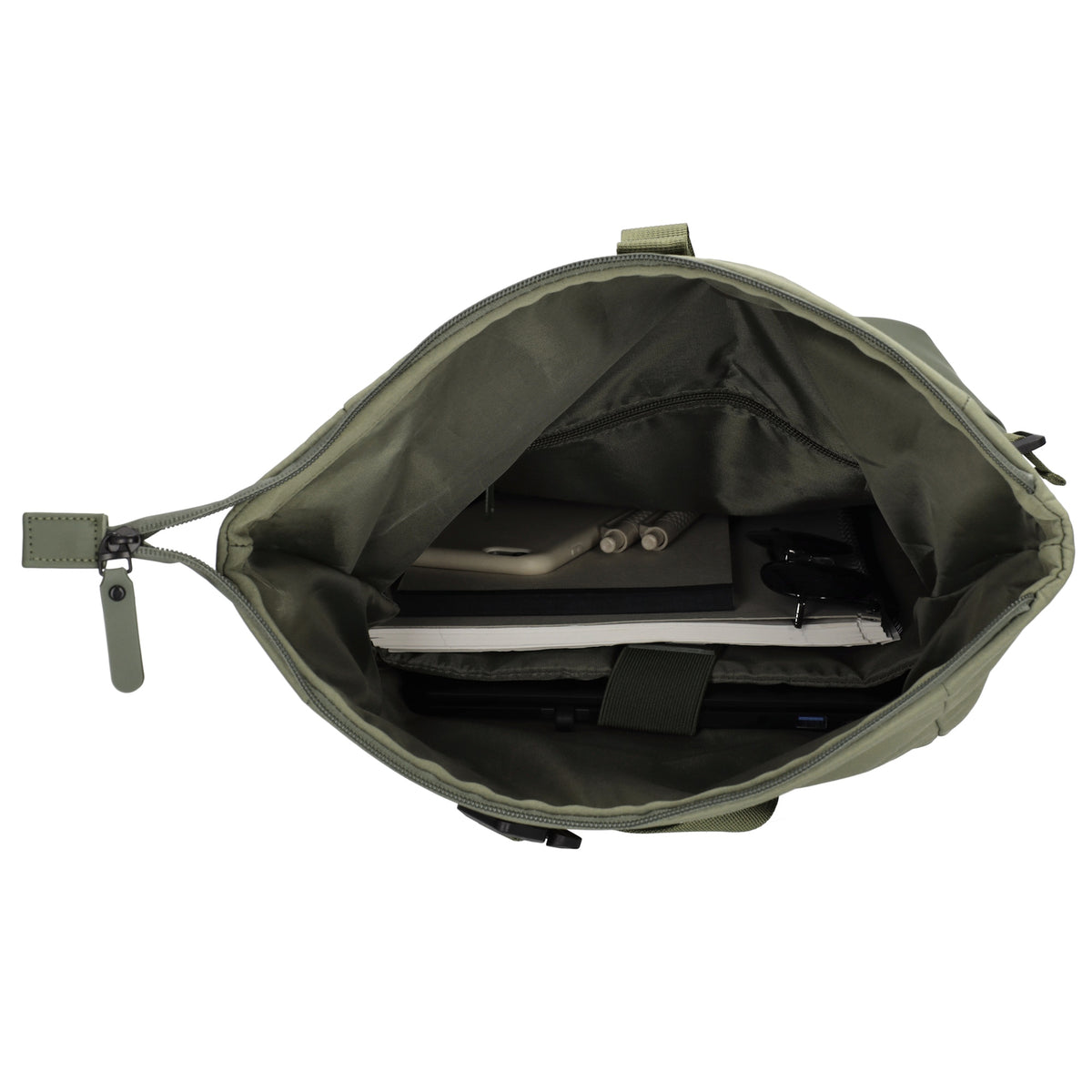 Rolltop-Rucksack 24x59cm in Grün mit Reißverschluss und Reißverschlussfach - leder-accessoires.com